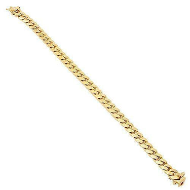 14K Solid Yellow Gold Mens Cuban Bracelet 11 mm